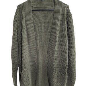 Size Small Olive Green Chunky Knit Open Front Long Sleeve Cardigan